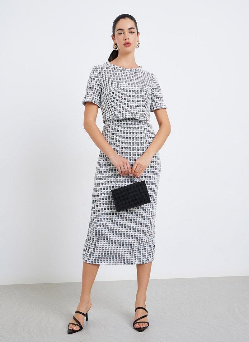 Styli Women Sheath Tweed Midi Dress - Image 3